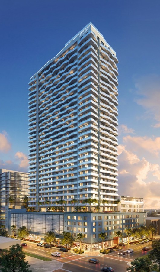 The 36-floor Ascent St. Petersburg is a residential and commercial tower that includes 357 apartments, a hotel, and shopping and dining on the ground floor.