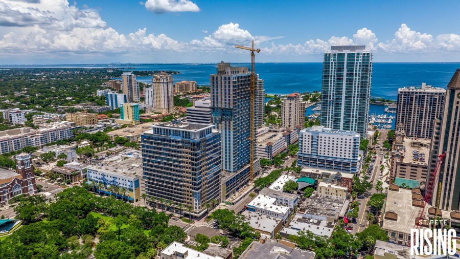 At a height of 358 feet (110 m), Ascent St. Petersburg is one of the tallest buildings in the city’s skyline, with 360° views of Tampa Bay and the Gulf of Mexico.
