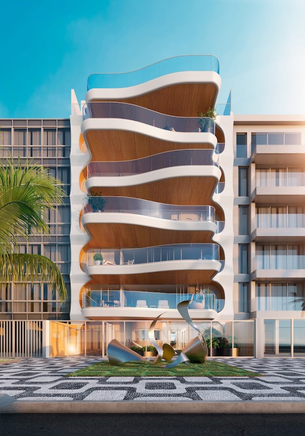 The Tom Delfim Moreira Apartments are Rio’s first “art building / gallery” with 6 luxury full-floor units facing Leblon Beach and the Atlantic Ocean.
